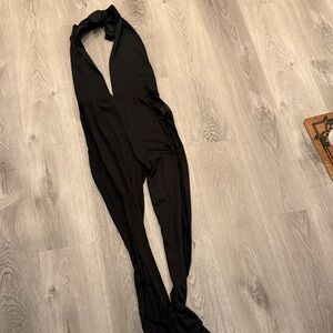 Black Halter Backless Jumpsuit